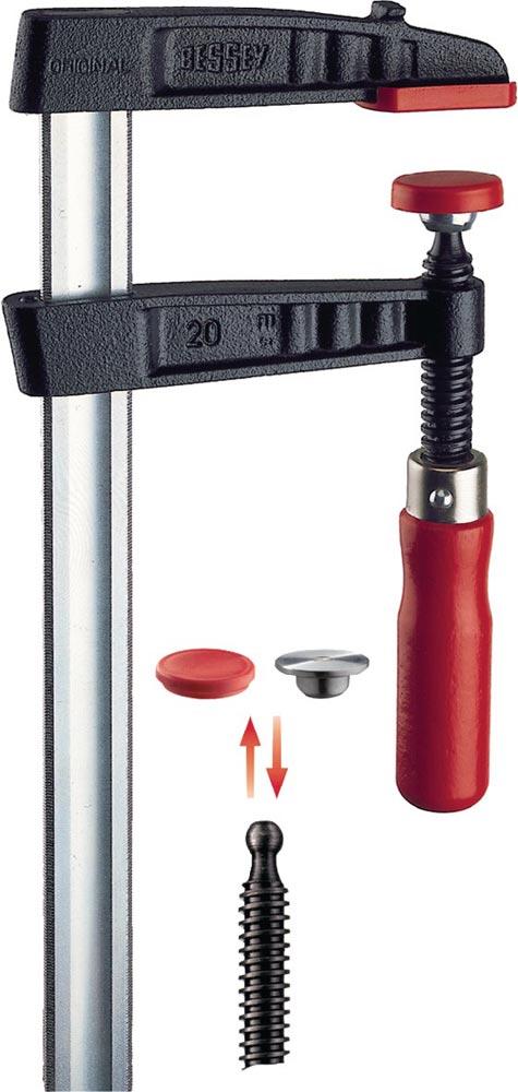 Temperguss-Schraubzwinge TG Spannweite 100 mm Ausladung 50 mm Holzgriff 15 x 5 mm