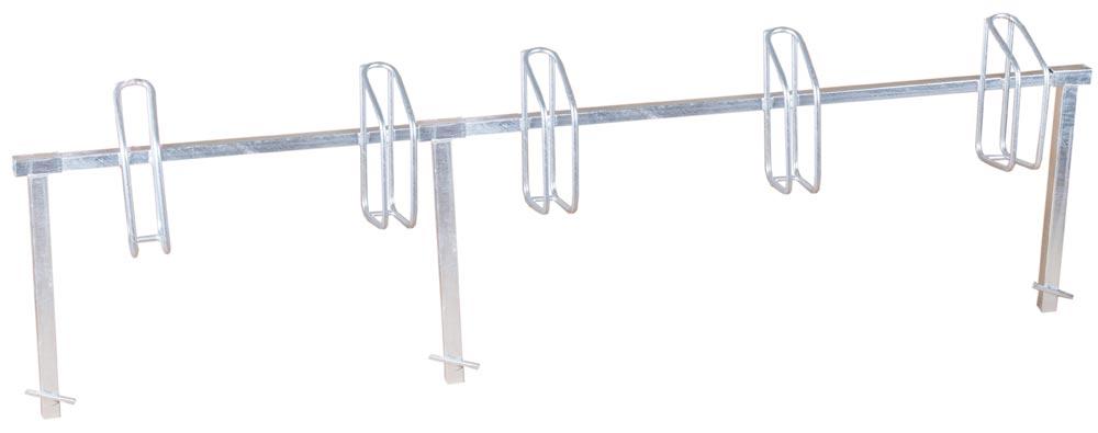 Fahrradständer, Stahl verzinkt, einseitig, Radeinstellung 500 mm, Einbetonieren, 5er Stand,  Gesamtl. 2500 mm