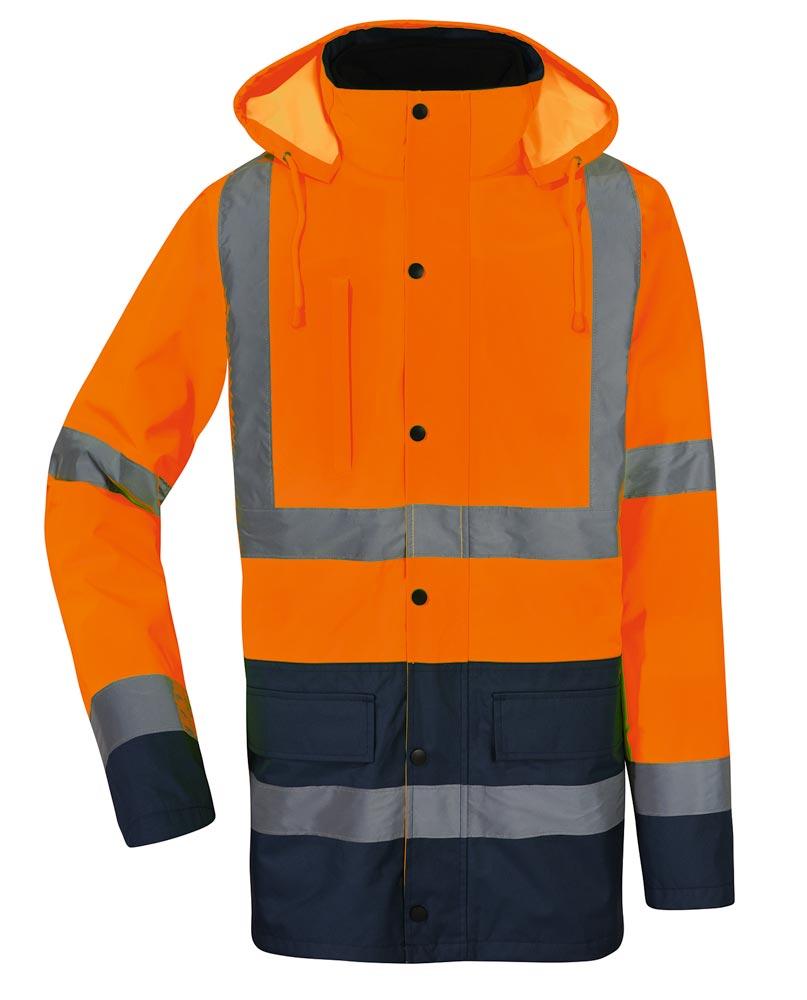 Warnschutz-Parka 4-in-1, Farbe leuchtorange/blau, Gr. M