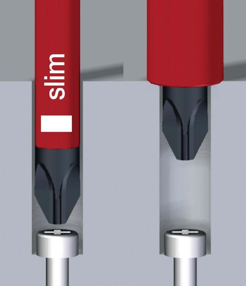 Schraubendreher 3281 slimFix Größe SL/PZD 2 Klingenlänge 100 mm VDE isoliert slim Fix