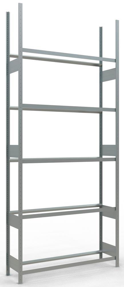 Reifen-/Räderregal, Grundfeld, verzinkt, BxTxH 1500x400x3500 mm, 5 Lagerebenen, Fachlast 150 kg