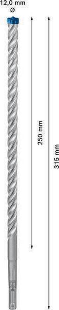 Hammerbohrer Expert SDS-7X Ø 12,0 mm Arbeits-L.250 mm L.315 mm SDS-plus 1 Stück Hammerbohrer Expert SDS-7X Ø 12,0 mm Arbeits-L.250 mm L.315 mm SDS-plus 1 Stück
