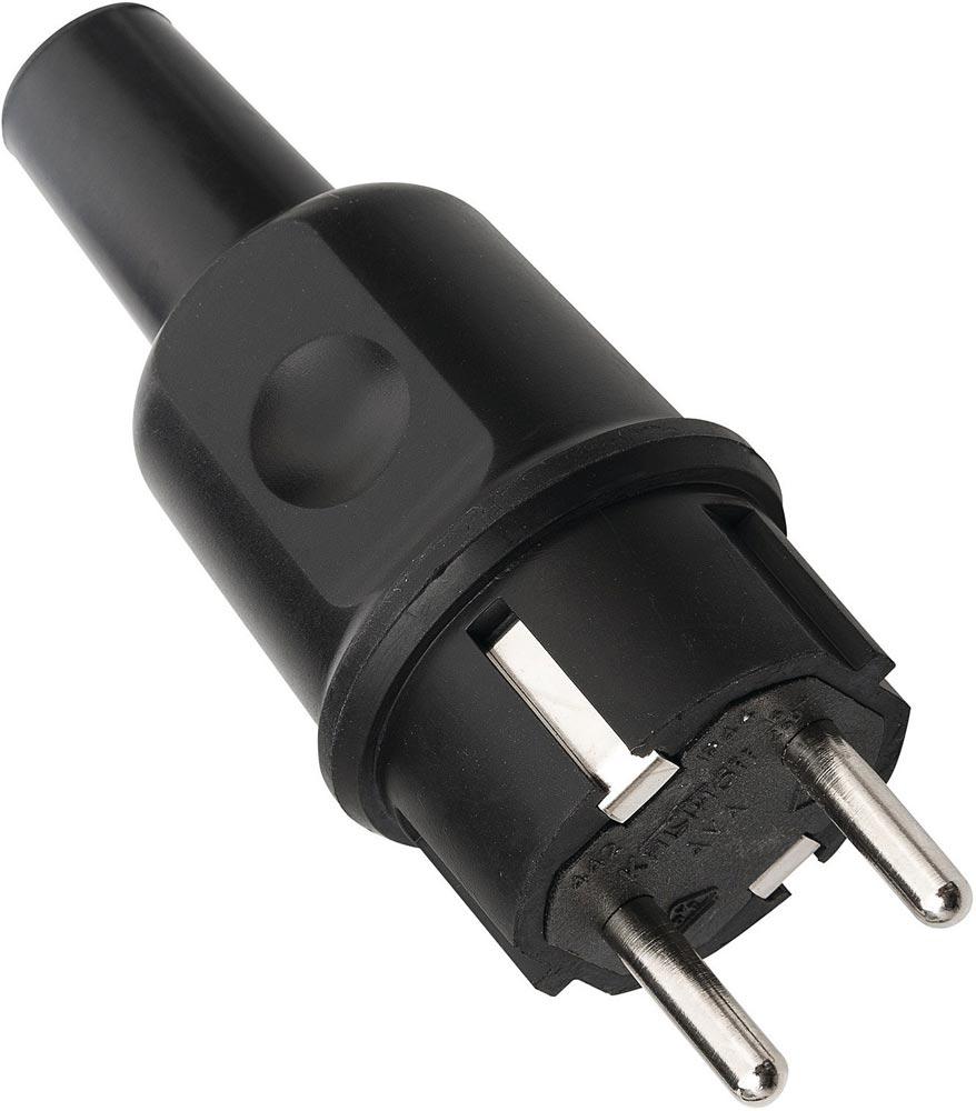 Schutzkontaktstecker 10-/16 A 250 V schwarz IP44 Vollgummi Schutzkontaktstecker 10-/16 A 250 V schwarz IP44 Vollgummi