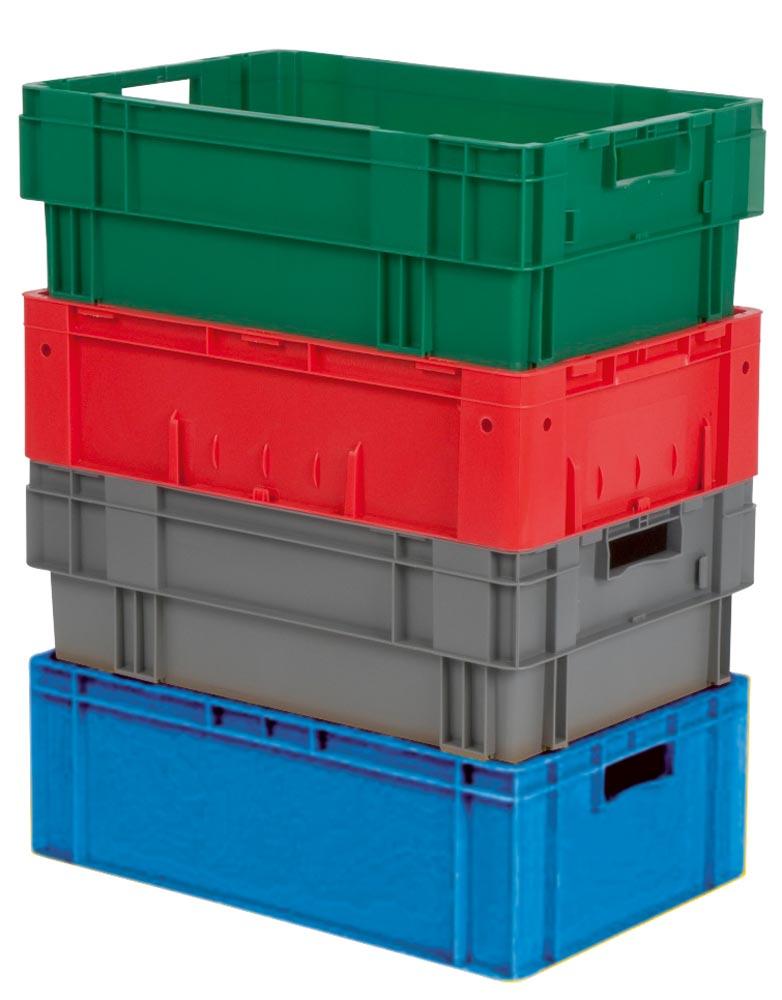 Drehstapelbehälter, PP, LxBxH 600x400x210 mm, Volumen 38 l, Farbe grün, VE 2 Stück