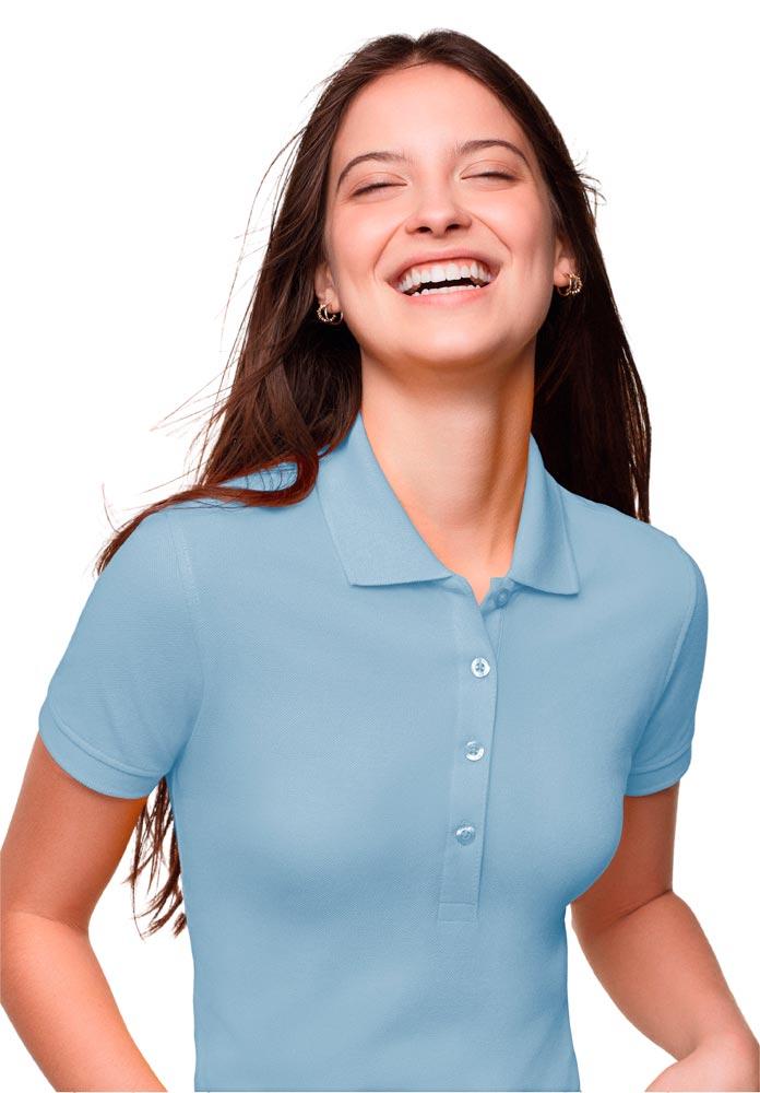 Damen-Polo-Shirt Classic, Farbe eisblau, Gr. 3XL