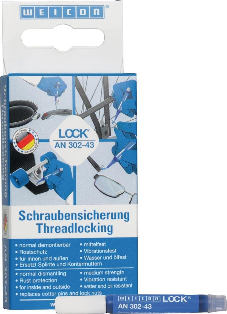 Schraubensicherung WEICONLOCK® AN 302-43 50 ml mittelfest hochviskos blau DVGW, KTW Pen