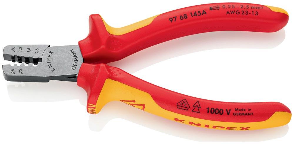 Aderendhülsenzange Gesamtlänge 145 mm 0,25 - 2,5 (AWG 23 - 13) mm poliert Mehrkomponenten-Hüllen