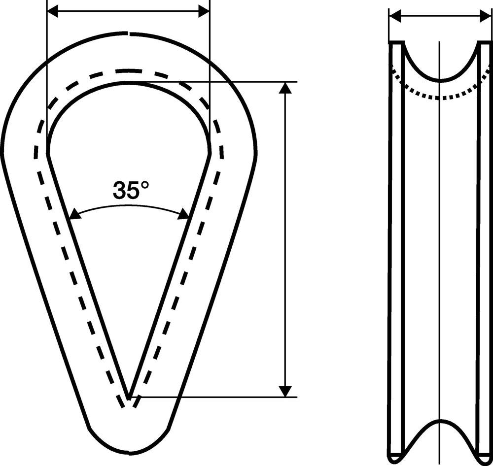 Kausche DIN 6899 Form B 4 mm Seil-Nenngröße 3,5 mm galvanisch verzinkt mit tiefer Rille VE = 100 St.