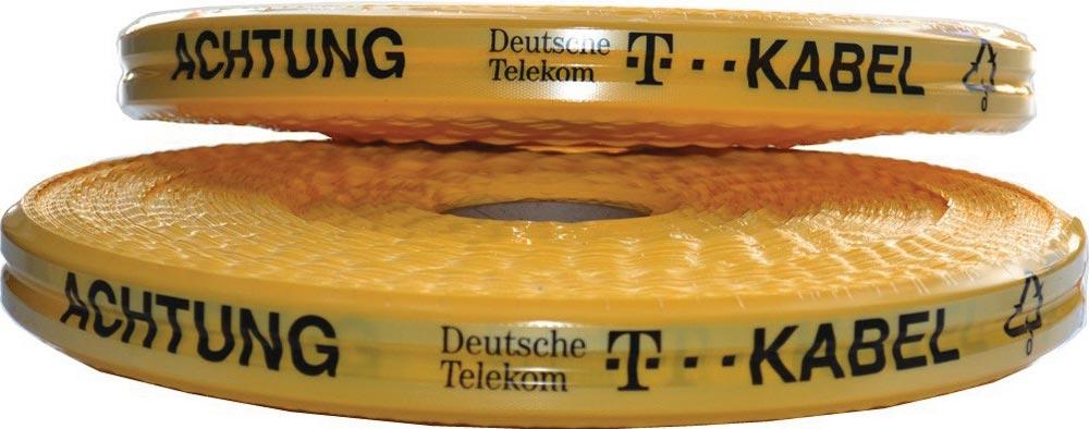 Trassenwarnband Aufdruck Achtung D. Telekom Kabel Breite 50 mm Länge 250 m gelb