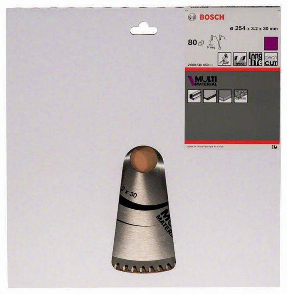 Kreissägeblatt Außen-Ø 254 mm Zähnezahl 80 HLTCG Bohrung 30 mm Schnittbreite 3,2 mm HM