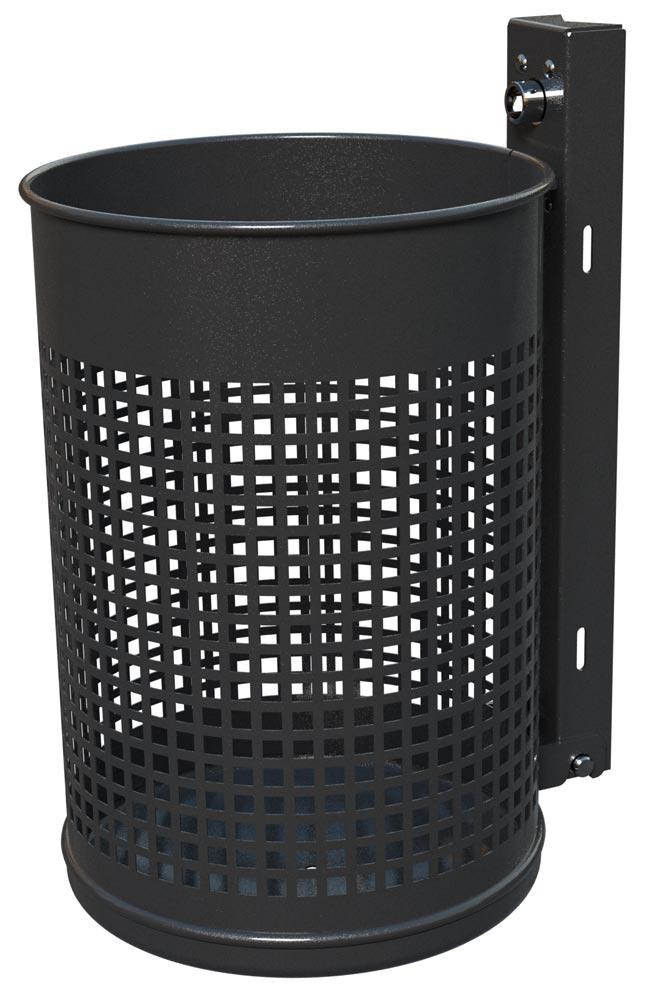 Abfallbehälter 20 l, Ausf. gelocht, DxH. 265x410 mm, inkl. Befestigungsschiene + Dreikantschlüssel, DB703