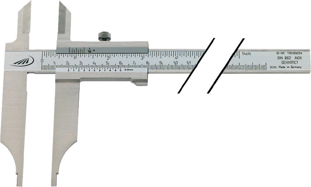 Werkstattmessschieber DIN 862 800 mm mit Messerspitzen Schnabellänge 150 mm