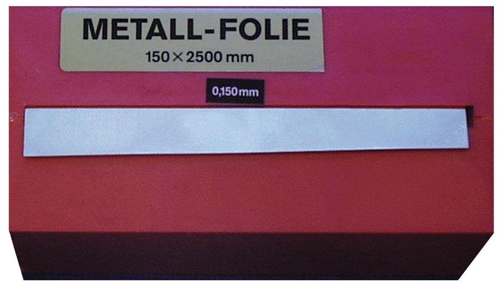 Metallfolie Dicke 0,075 mm Stahl Länge 2500 mm Breite 150 mm