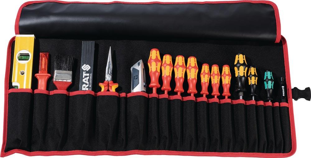 Werkzeugrolltasche 15 Fächer B670xH330mm Nylon schwarz/rot