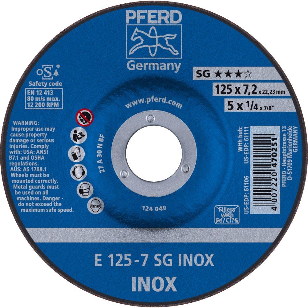 Schruppscheibe SG INOX D125xS7,2mm gekröpft INOX Bohrung 22,23 mm