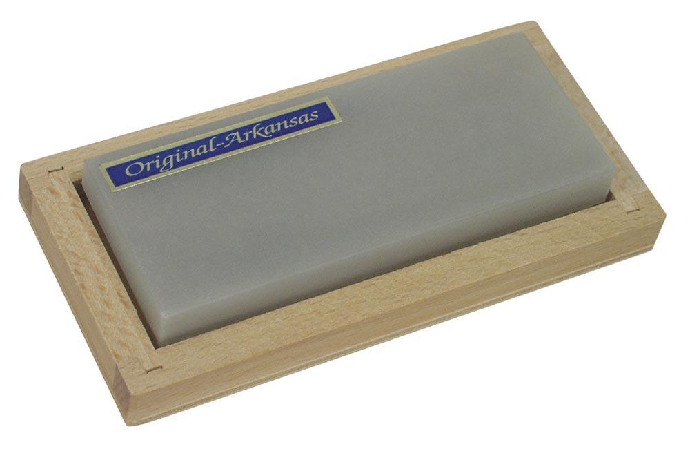 Schleifstein L100xB40mm Natur Arkansas fein im Holzkasten