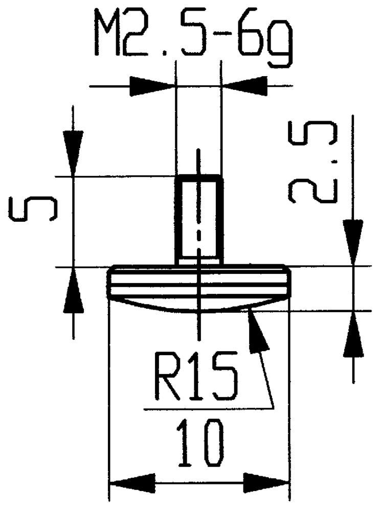 Messeinsatz Ø 10 mm gewölbt Radius 15 M2,5 Hartmetall passend zu Messuhren