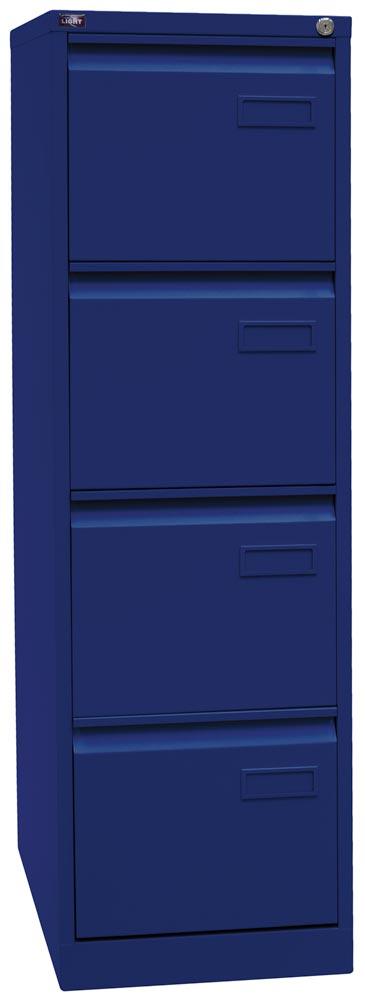 Hängeregistraturschrank LIGHT, BxTxH 413x622x1321 mm, einbahnig, 4 Schubladen, Griffleiste, oxfordblau