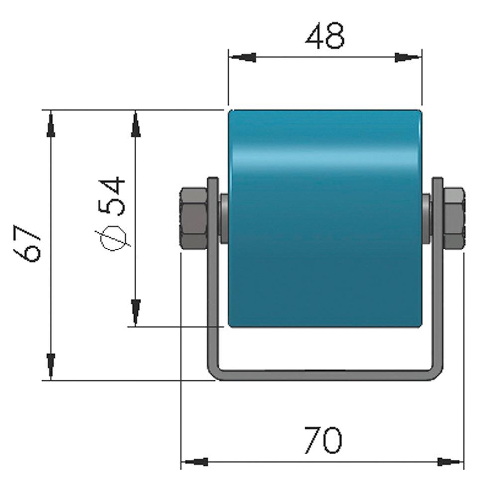 Colli-Rollenschiene, Profil 50/58/50x2,5 mm, verzinkt, Doppel-Stahlröllchen KS-ummantelt, Traglast 40 kg/Rolle, Bauhöhe 67 mm, Achsabstand 66 mm