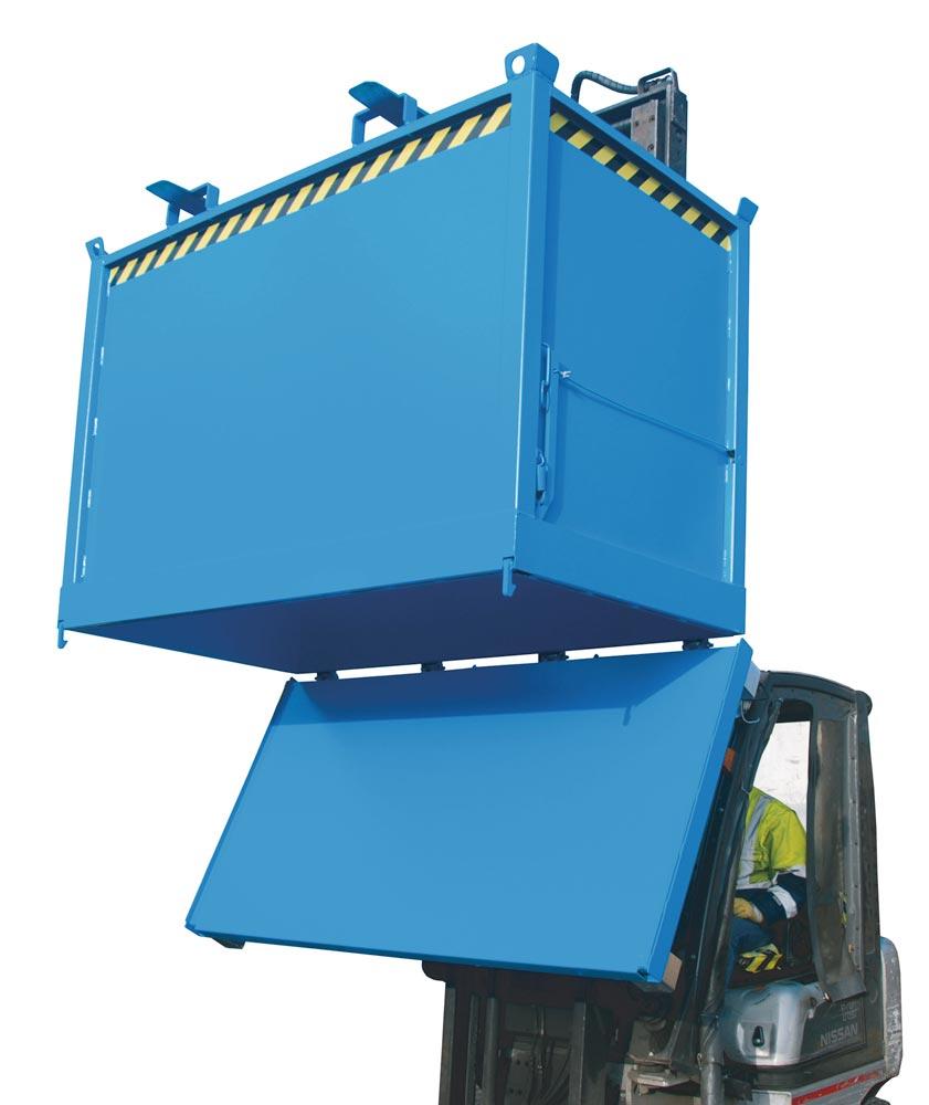 Klappbodenbehälter, Gummifederung, LxBxH 840x1245x1145 mm, Vol. 0,75 cbm, Traglast 1000 kg, verzinkt