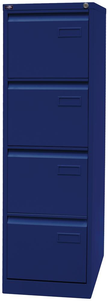 Hängeregistraturschrank LIGHT, BxTxH 413x622x1321 mm, einbahnig, 4 Schubladen, Griffleiste, oxfordblau