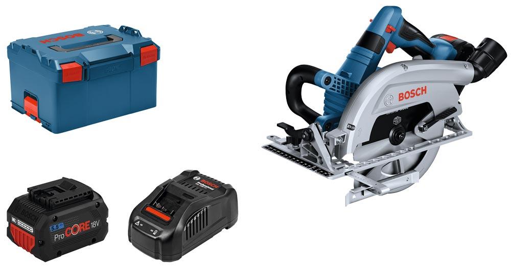 BOSCH Akku-Kreissäge GKS 18V-70 L (2xPC 5.5Ah GAL 1880 CV L)