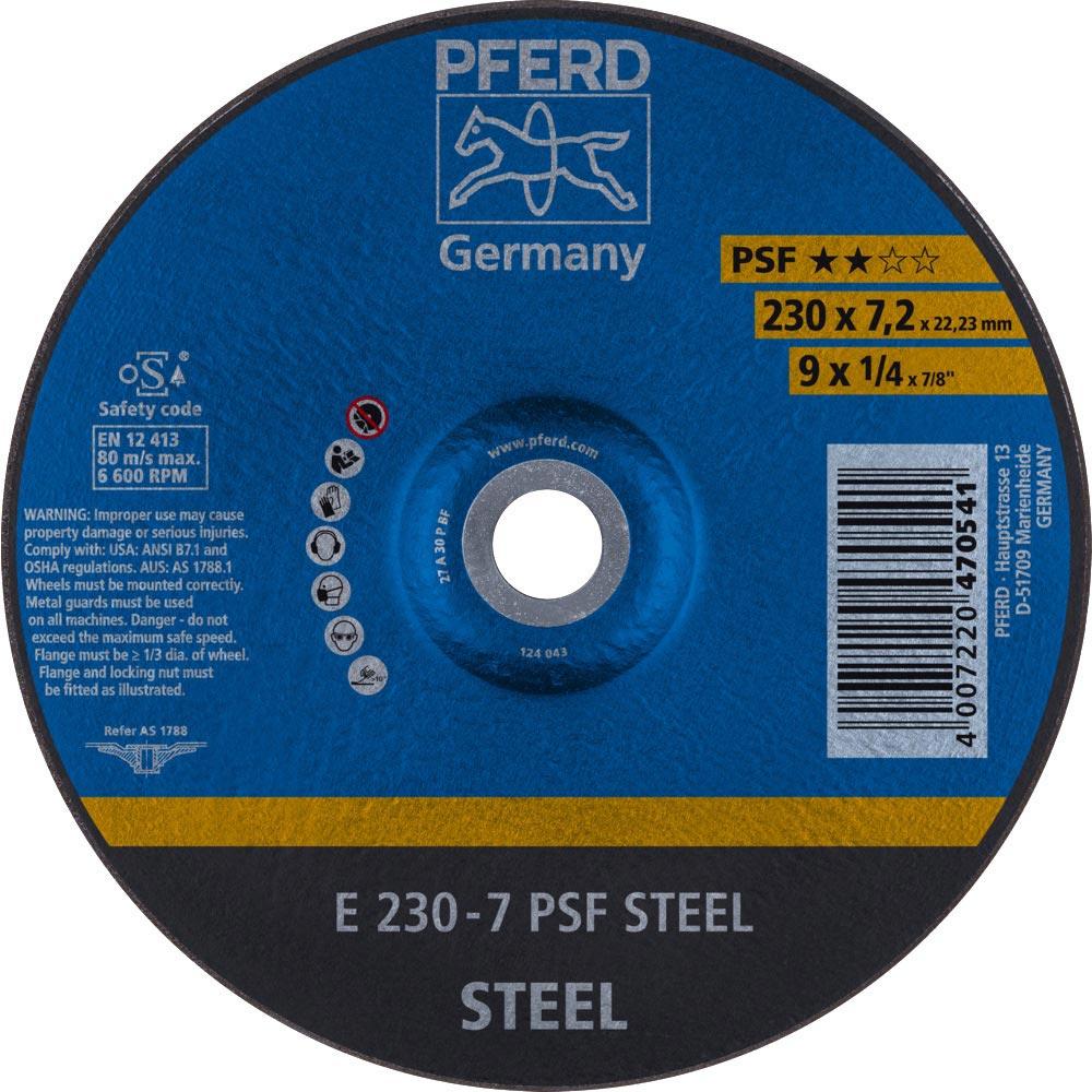 Schruppscheibe PSF STEEL D230xS7,2mm gekröpft Stahl Bohrung 22,23 mm