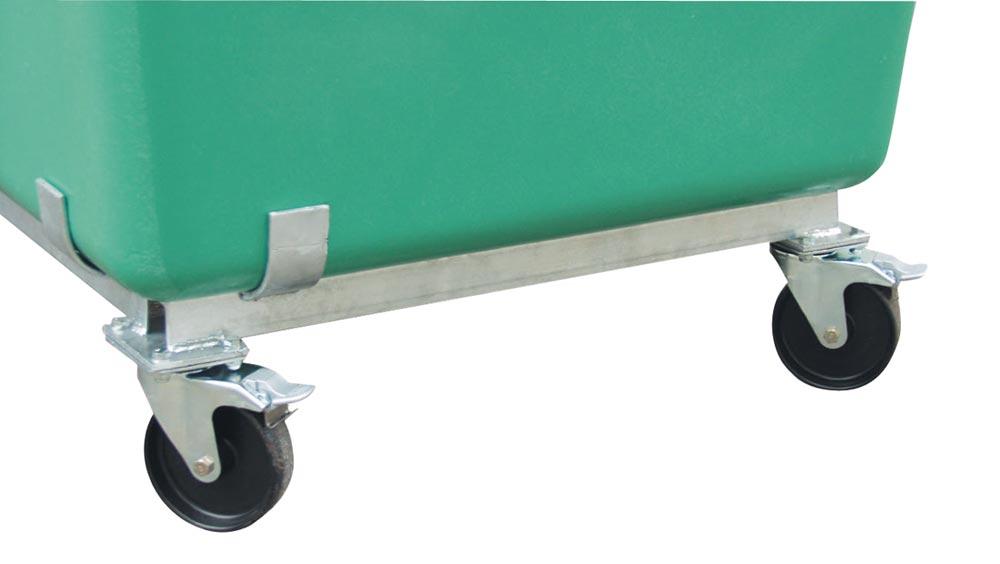 GFK-Rechteckbehälter, mit Staplertaschen, Volumen 2200 l, LxBxH oben auß/inn 2110/1970x1480/1340x930/920 mm, Farbe grün GFK-Rechteckbehälter, mit Staplertaschen, Volumen 2200 l, LxBxH oben auß/inn 2110/1970x1480/1340x930/920 mm, Farbe grün