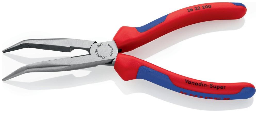 Flachrundzange Länge 200 mm poliert 40 gewinkelt Comfort-Griffe