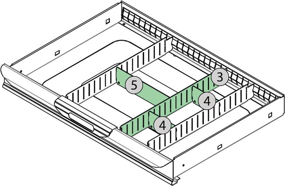 Schubladenunterteilungsmaterial 4-teilig Erweiterungsset 1 Fächer