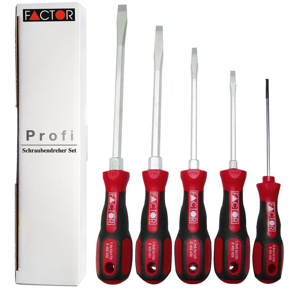 Schlitz-Schraubendreher-Satz mit 2-K-Griff 5tlg.