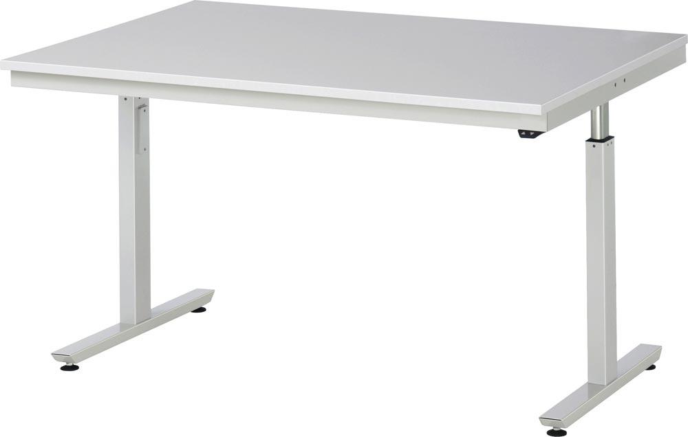 Elektrisch höhenverstellbarer Arbeitstisch, Platte Melamin 22 mm, BxTxH 1500x1000x720-1120 mm, RAL 7035, Flächenlast 300 kg