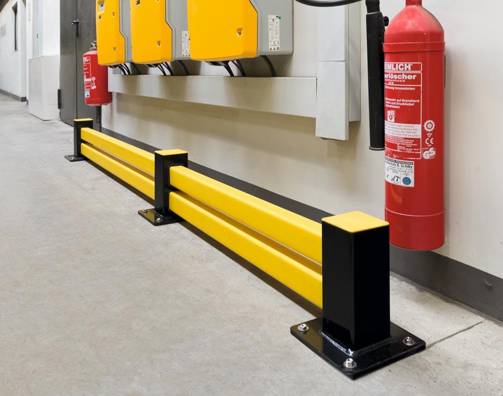 Hybrid-Rammschutz-Bodenbarriere, Stahl-Eckpfosten 90, 100x100 mm, schwarz, Höhe 255 mm