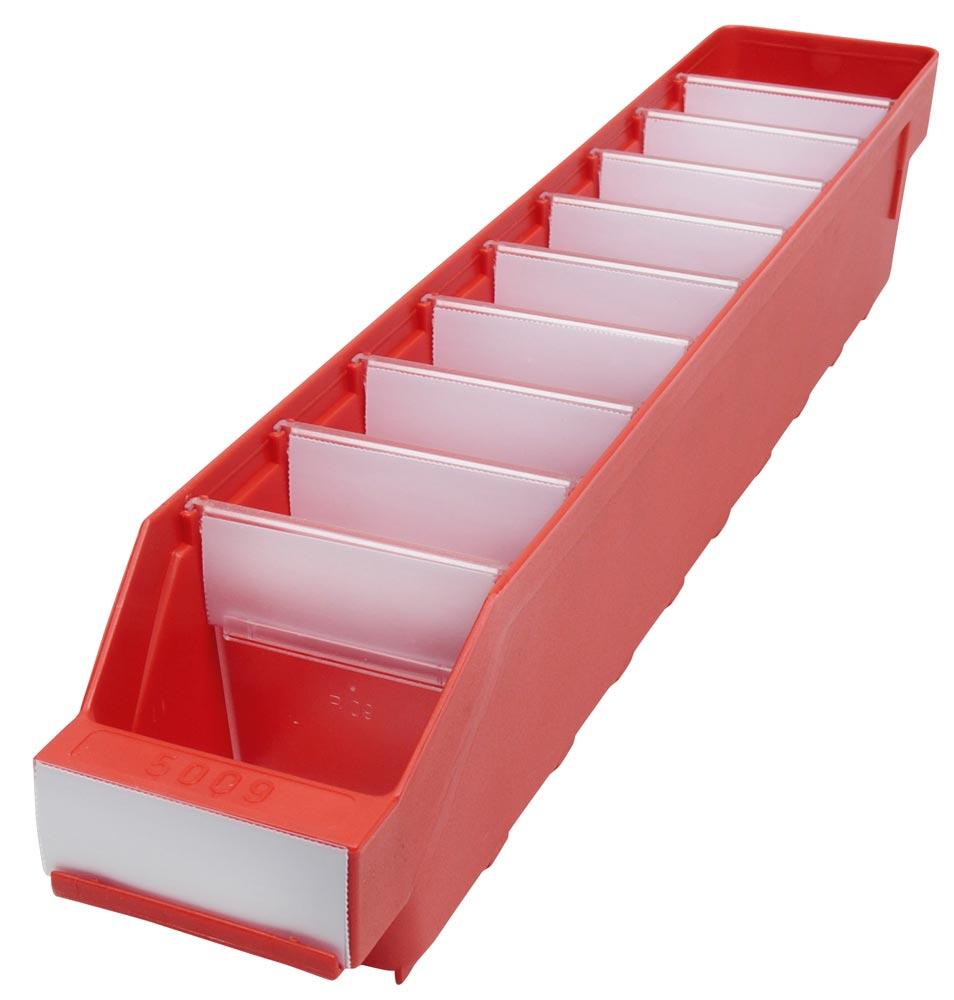 Regalkasten, PP, BxTxH 90x500x95 mm, Farbe rot, VE 40 Stück