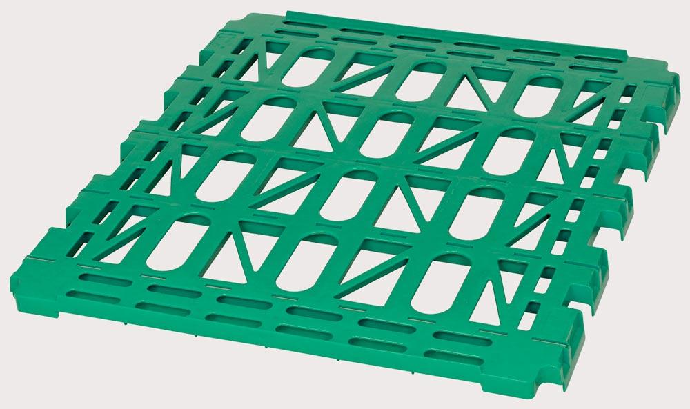 Kunststoff-Etagenboden, RAL 6024 verkehrsgrün, Traglast 150 kg, passend zu 4 seitiger Rollbox