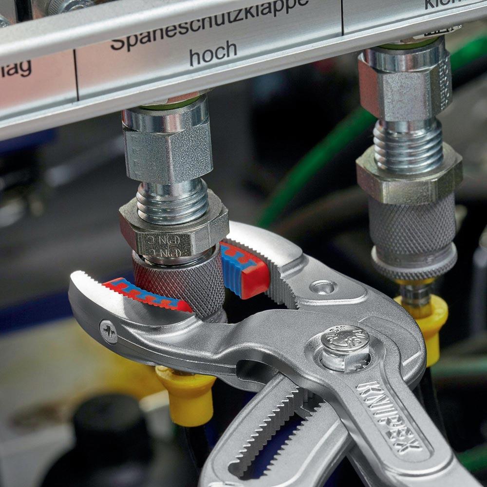 Syphon-/Connectorenzange Länge 250 mm Spannweite 10 - 75 mm verchromt mit Kunststoffbacken Syphon-/Connectorenzange Länge 250 mm Spannweite 10 - 75 mm verchromt mit Kunststoffbacken