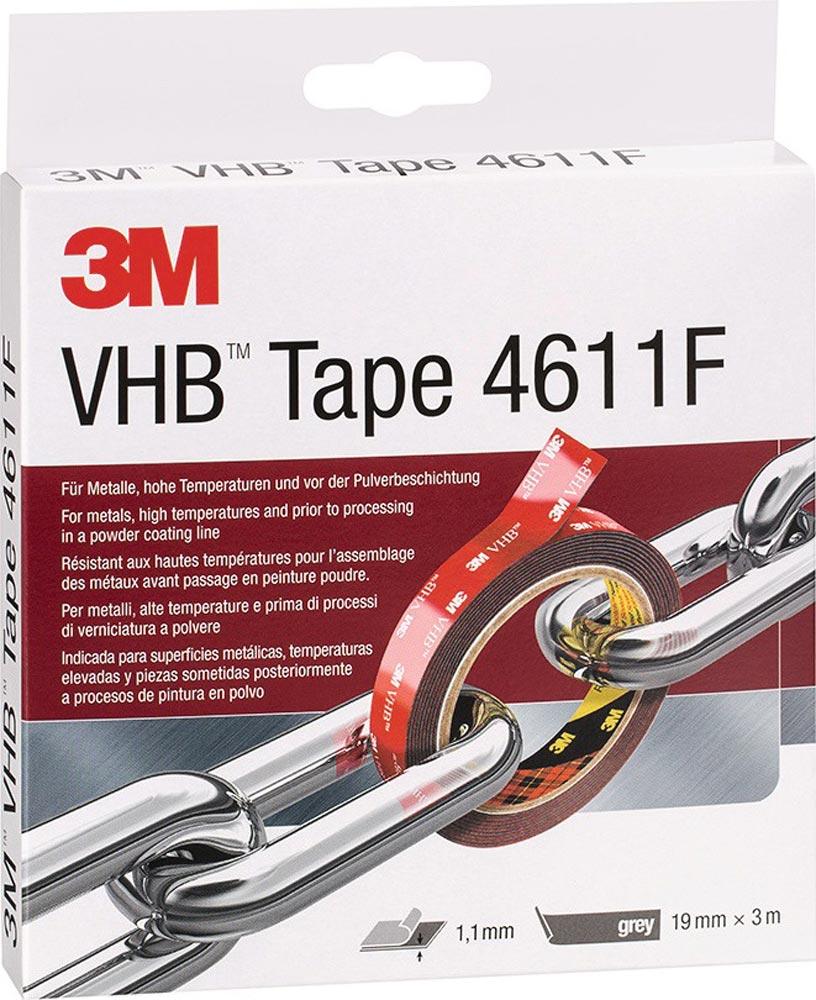 Montageband VHB Tape 4611F dunkelgrau Länge 3 m Breite 19 mm Rolle