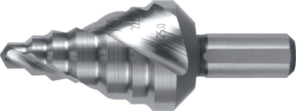Stufenbohrer Bohrbereich 6-25 mm HSS spiralgenutet Schneidenanzahl 2 Stufenanzahl 7