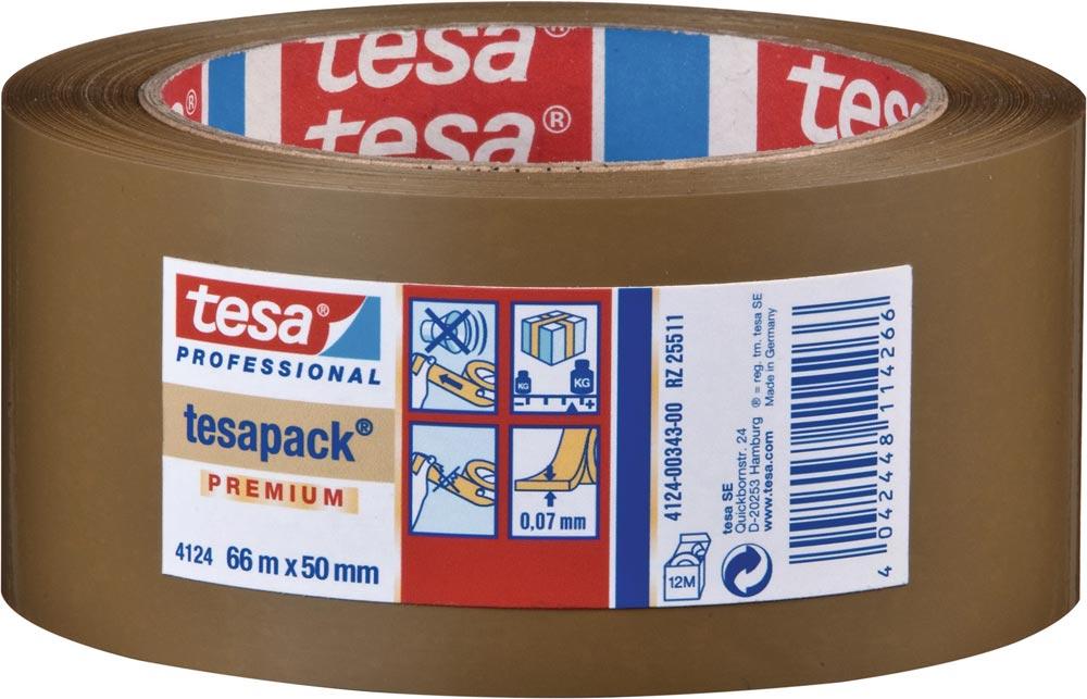 Verpackungsklebeband PVC tesapack® 4124 farblos Länge 66 m Breite 50 mm Rolle
