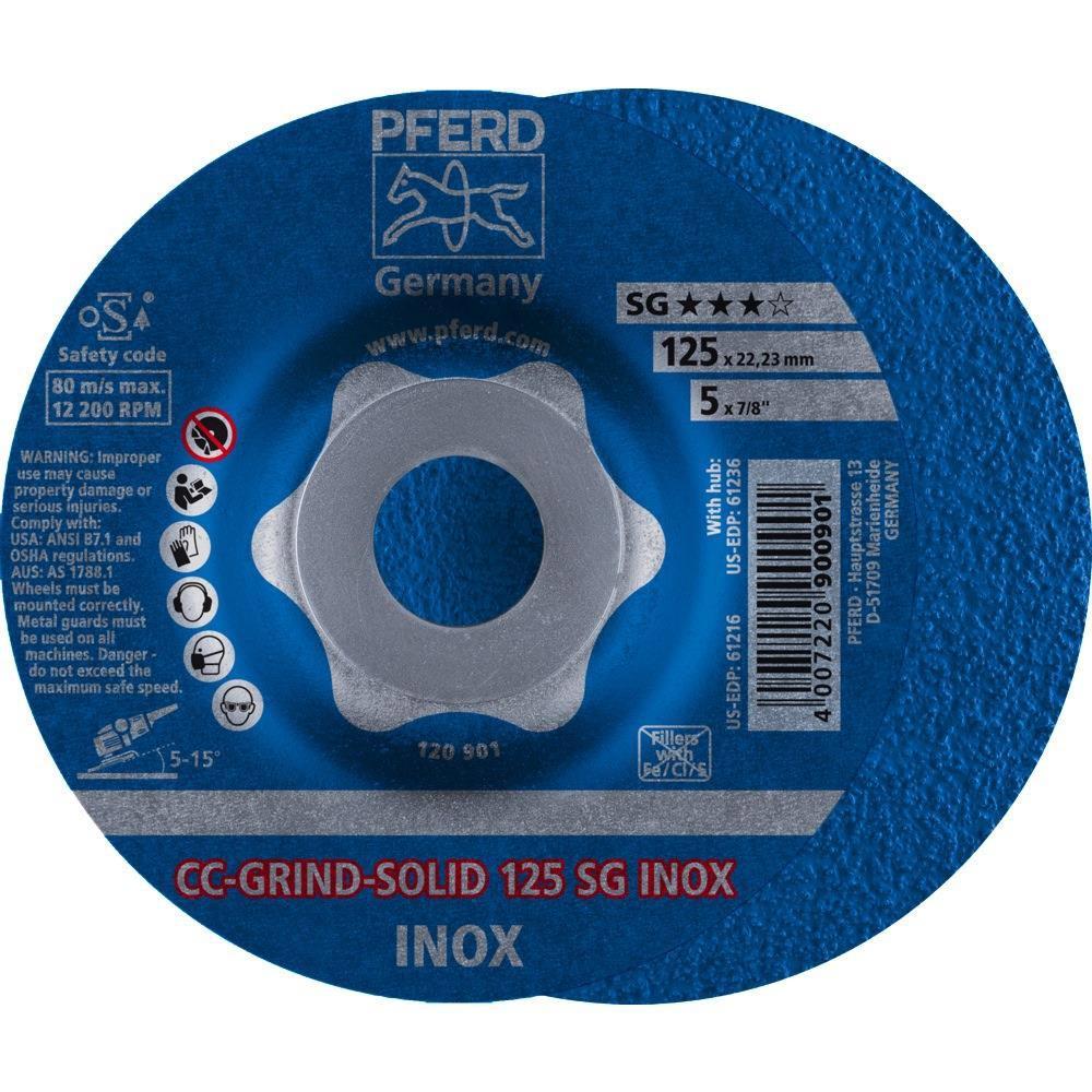 Schleifscheibe CC-GRIND-SOLID SG INOX D125xSmm gekröpft INOX Bohrung 22,23 mm