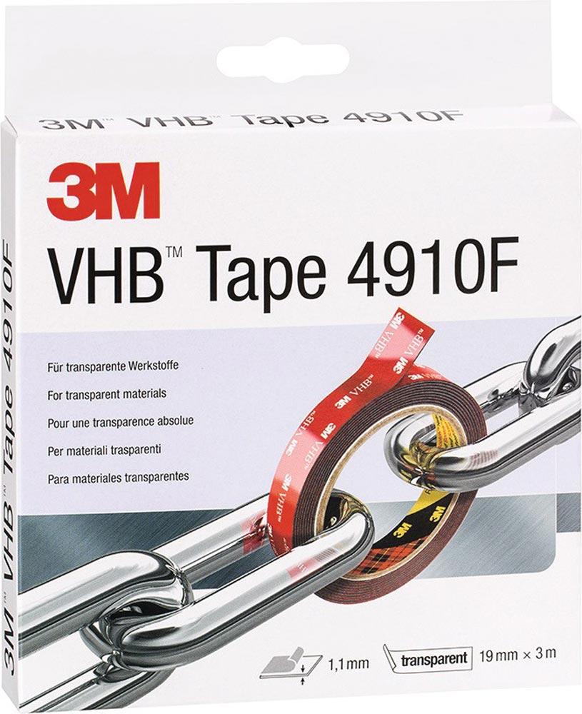 Montageband VHB Tape 4910F transparent Länge 3 m Breite 19 mm Rolle