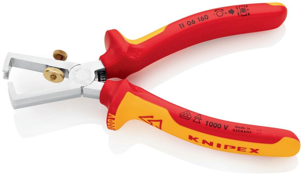Abisolierzange Länge 160 mm VDE verchromt Mehrkomponenten-Hüllen mit Öffnungsfeder