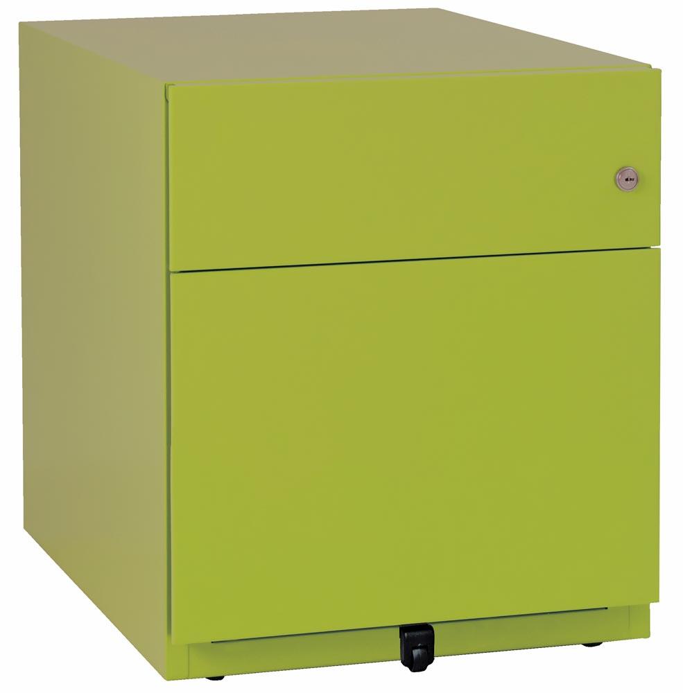 Rollcontainer, BxTxH 420x565x495 mm, 1 Schublade, 1 Hängeregistratur, seitliche Griffleisten, grün