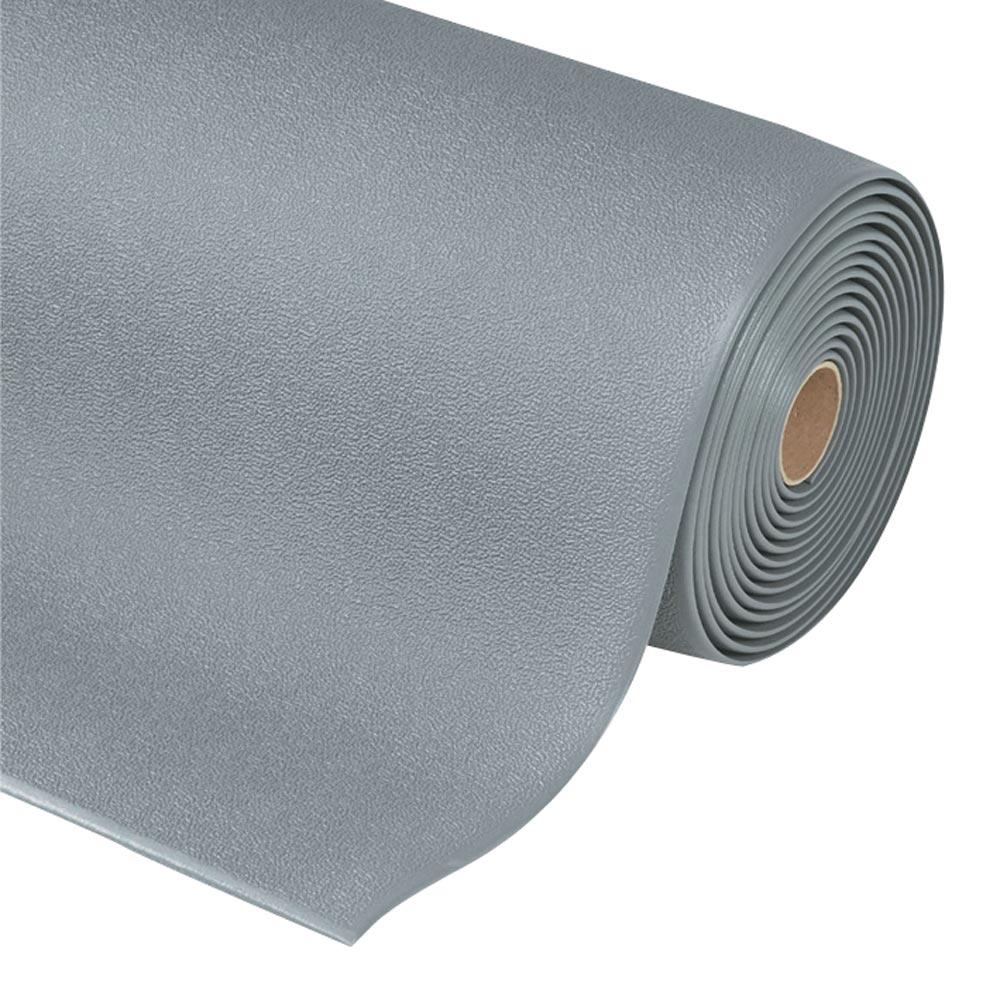 Arbeitsplatzbodenbelag aus Vinyl, Mattenware gerillt, Farbe grau, LxB lfd. mx1220 mm, Höhe 9 mm, lfm