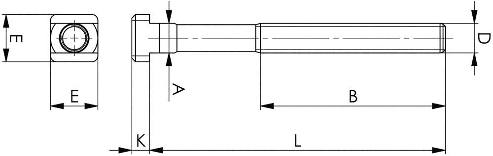 T-Nutenschraube DIN 787 T-Nut 14 mm M12 Länge 100 mm Güteklasse 10.9 mit Mutter und Scheibe