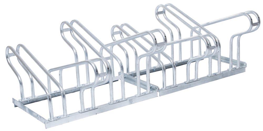 Fahrradständer, Stahl verzinkt, zweiseitig, 8er-Stand, Radabst. 350 mm, Gesamtl. 1400 mm