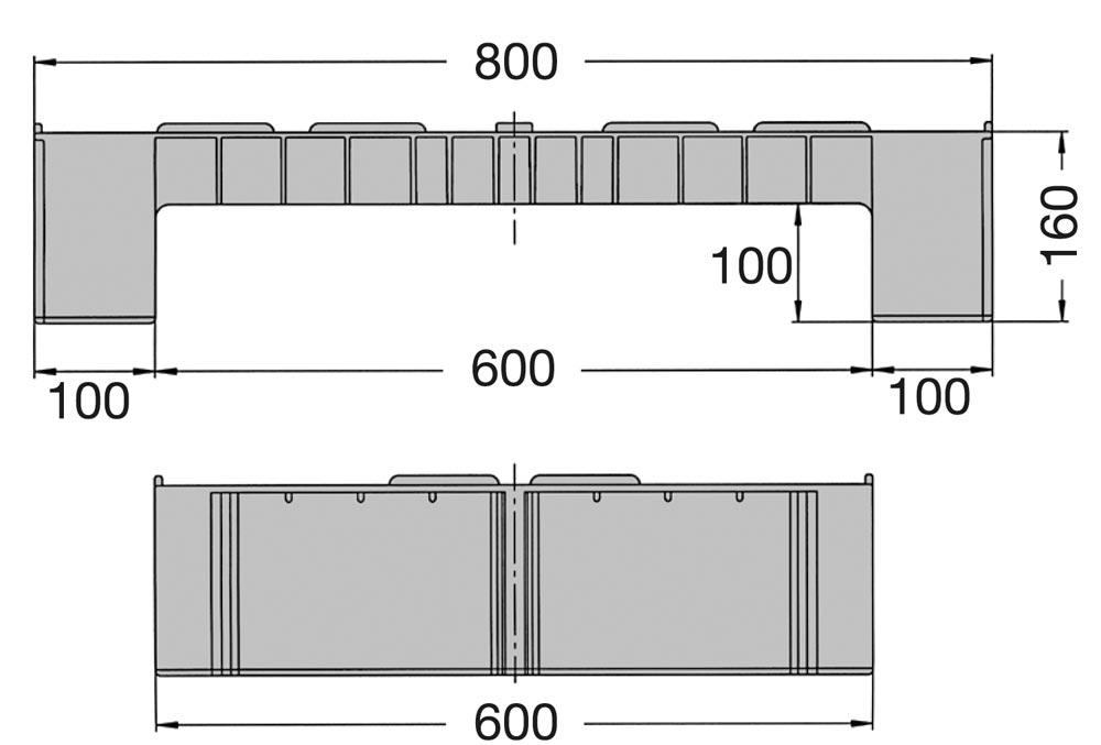 Hygienepalette H2, mit 2 Kufen, aus HDPE, Traglast stat./dynam. 2000/500 kg, BxTxH 800x600x160 mm, mit Rand, Farbe grau