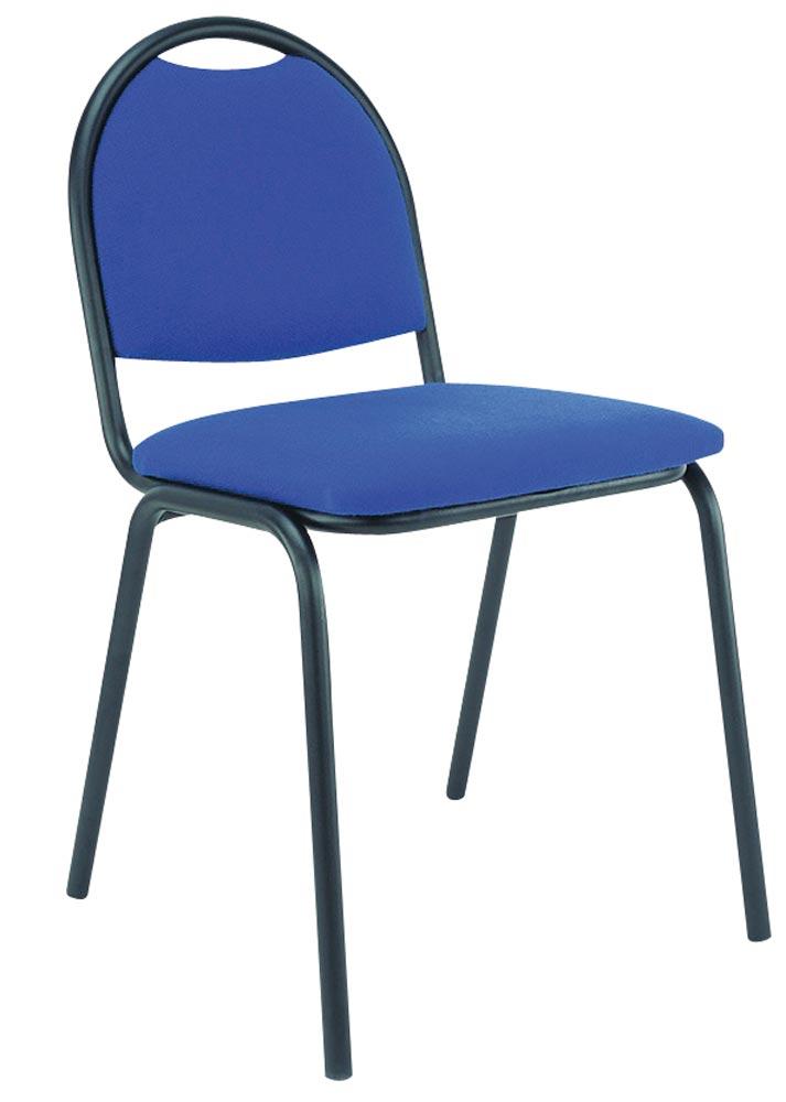 Polsterstuhl, stapelbar, Sitz-BxTxH 420x480x470 mm, Gesamthöhe 865 mm, Bezug blau, Gestell schwarz