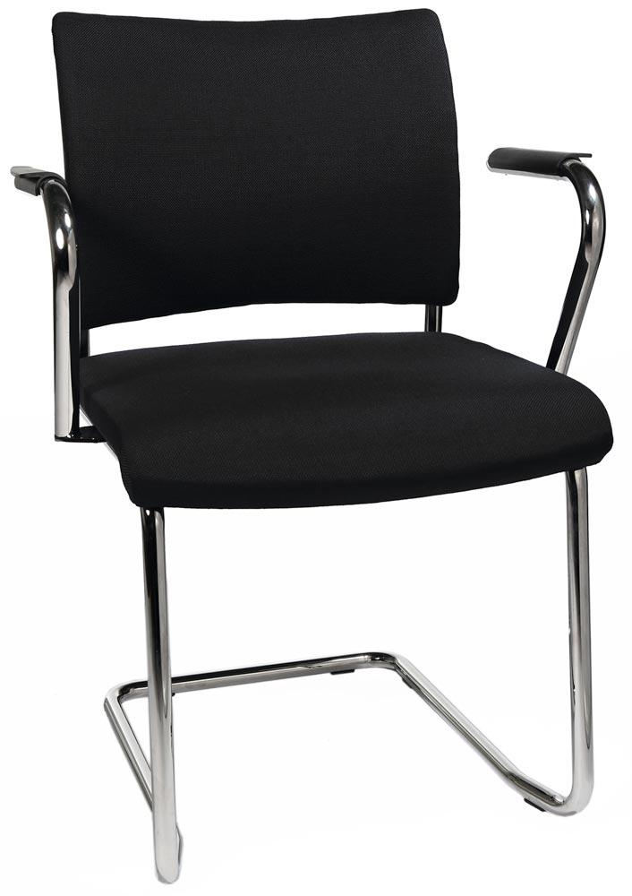 Freischwinger, Sitz-BxTxH 480x450x450 mm, Gesamthöhe 850 mm, Gestell verchromt, Sitz- + Rückenpolster schwarz, VE 2 Stück