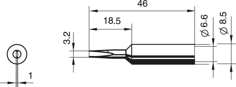 Lötspitze Serie 832 meißelförmig Breite 3,2 mm 0832 ED/SB